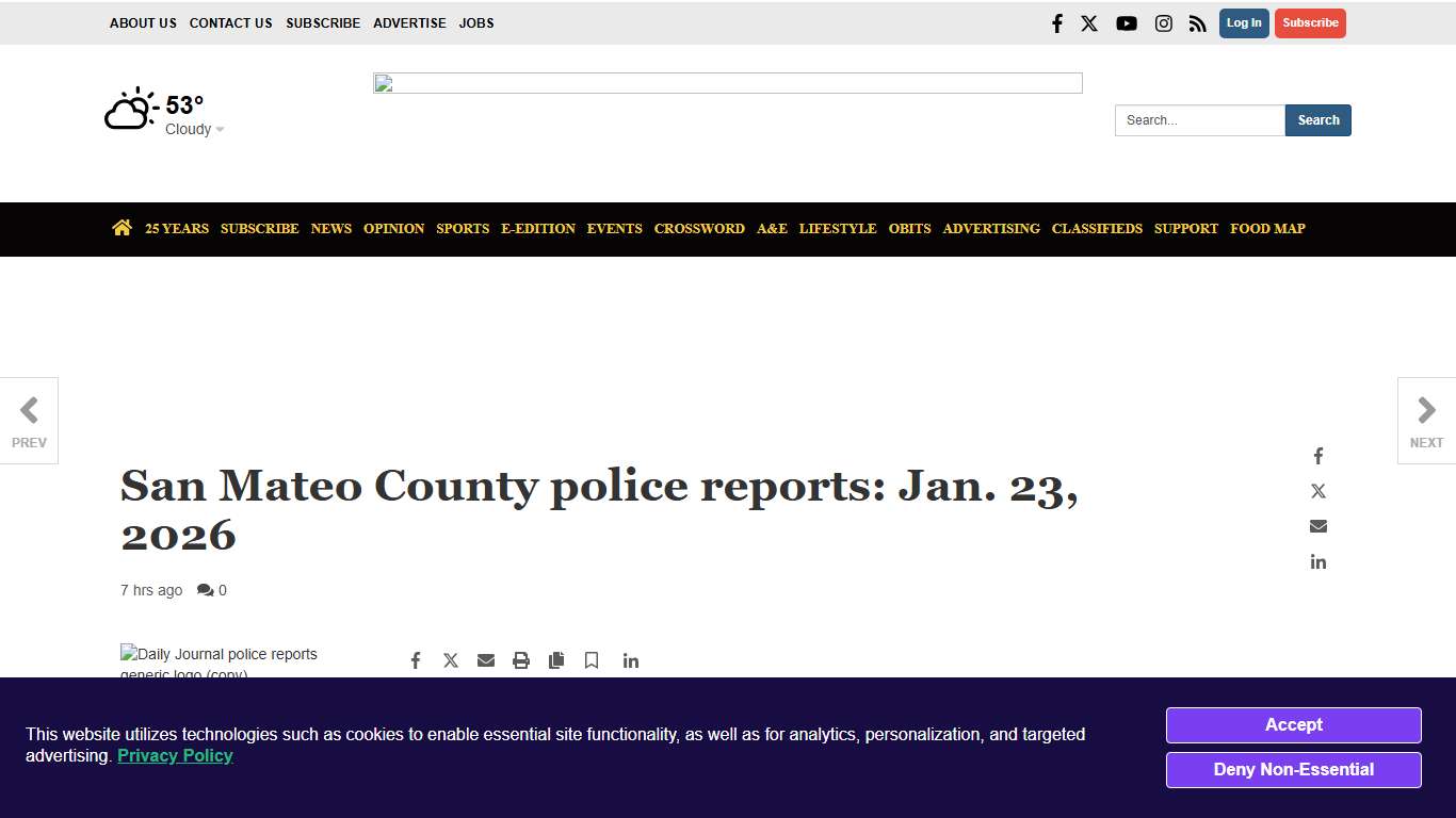 San Mateo County police reports: Jan. 23, 2026 Local News smdailyjournal.com